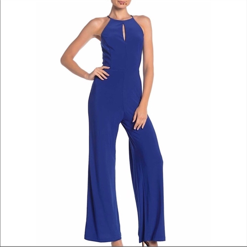 Marina Royal Blue Halter Jersey Jumpsuit 10